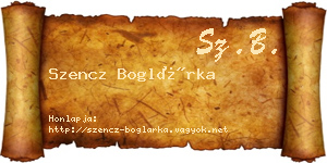 Szencz Boglárka névjegykártya