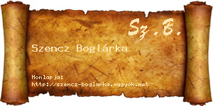 Szencz Boglárka névjegykártya